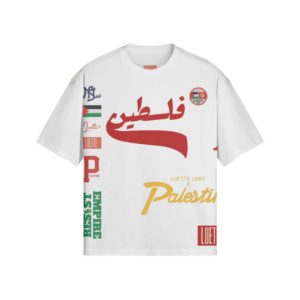 Palestine Collegiate Embroidered and Printed Premium Quality Boxy Tee