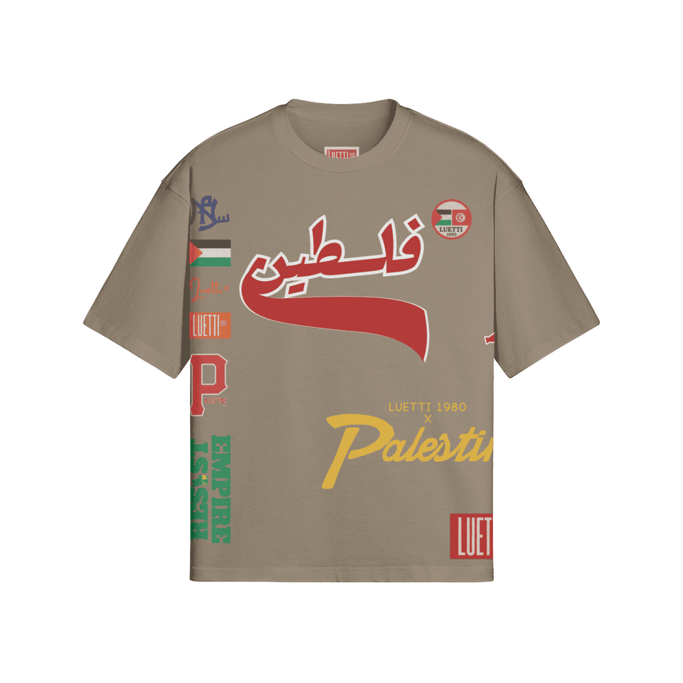 Palestine Collegiate Embroidered and Printed Premium Quality Boxy Tee
