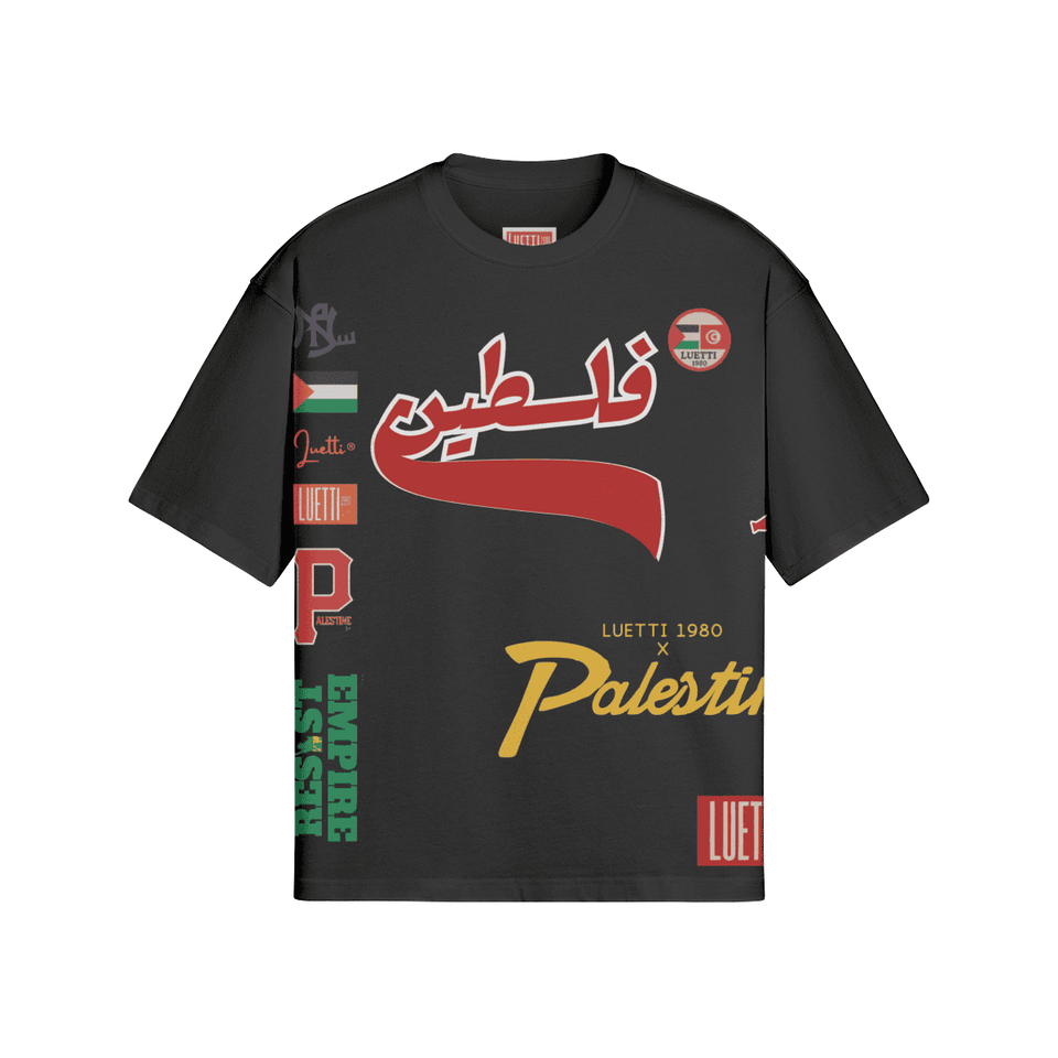Palestine Collegiate Embroidered and Printed Premium Quality Boxy Tee