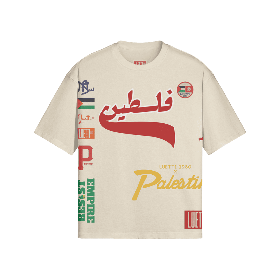 Palestine Collegiate Embroidered and Printed Premium Quality Boxy Tee