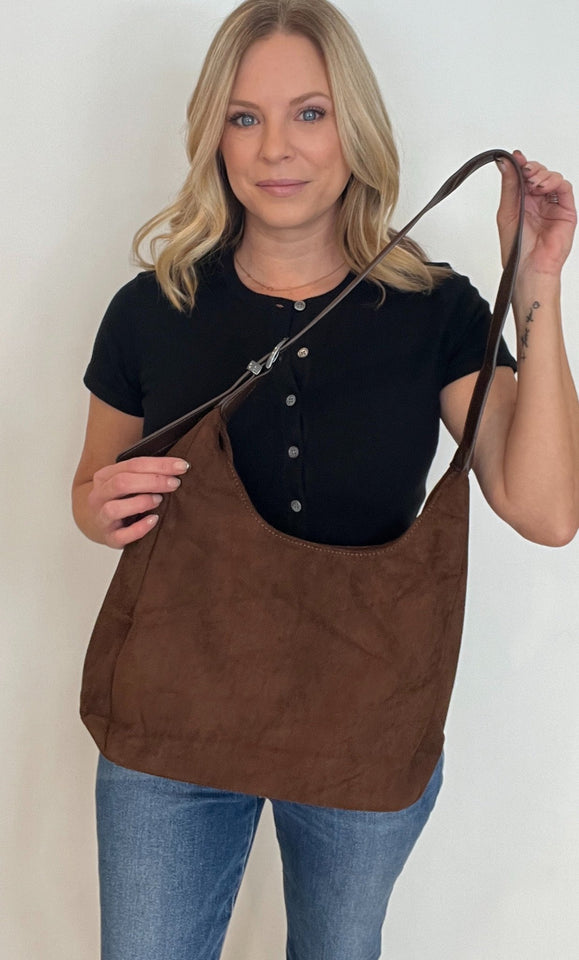 Sully Suede Hobo Bag-Brown - Wear with style