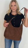 Sully Suede Hobo Bag-Brown - Wear with style