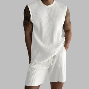Summer Izzy Pleated Sleeveless Tank men beach shorts set - Wear with style