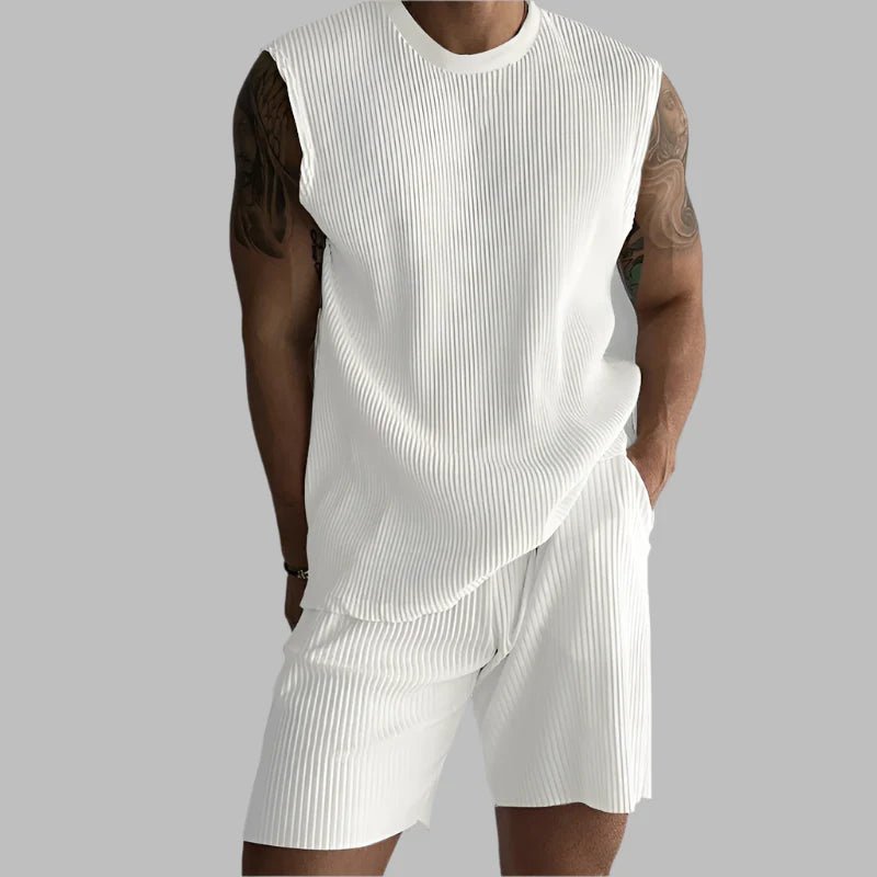Summer Izzy Pleated Sleeveless Tank men beach shorts set - Wear with style