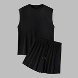 Summer Izzy Pleated Sleeveless Tank men beach shorts set - Wear with style