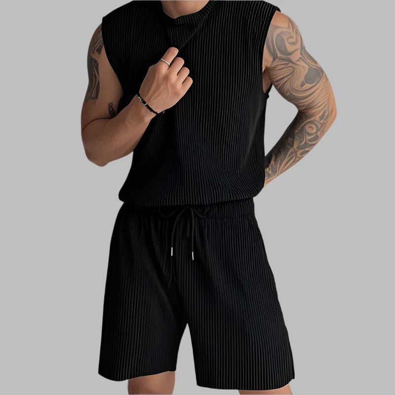 Summer Izzy Pleated Sleeveless Tank men beach shorts set - Wear with style