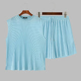 Summer Izzy Pleated Sleeveless Tank men beach shorts set - Wear with style