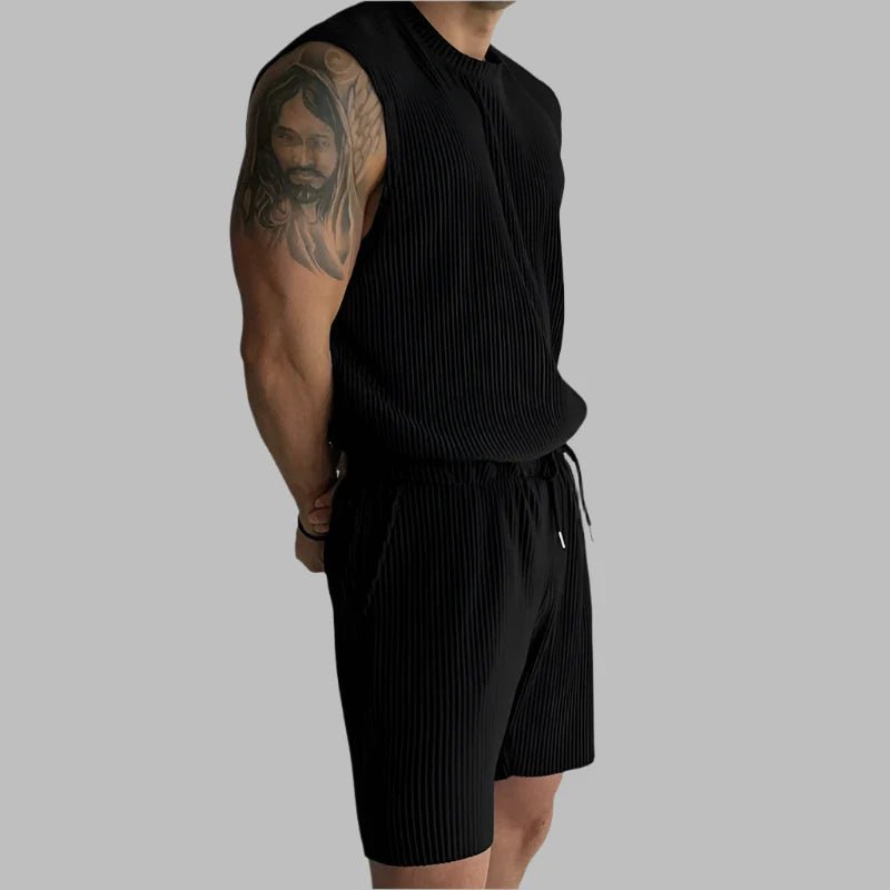 Summer Izzy Pleated Sleeveless Tank men beach shorts set - Wear with style