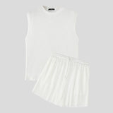 Summer Izzy Pleated Sleeveless Tank men beach shorts set - Wear with style