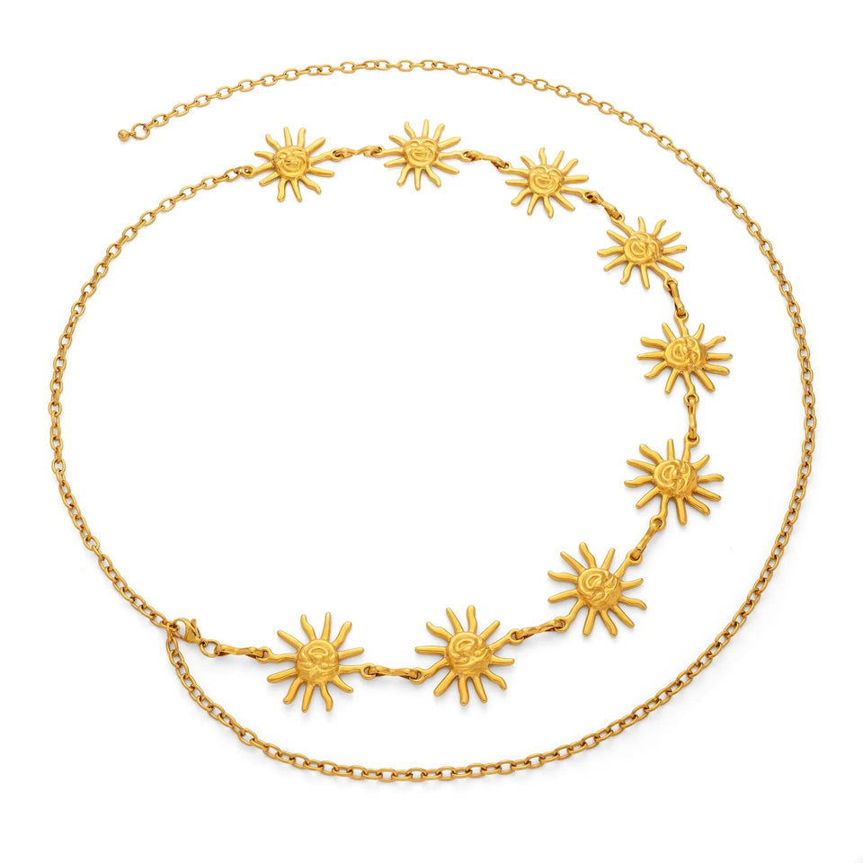 Sun Face Stainless Steel Belly Waist Chain Bikini Jewelry - Wear with style