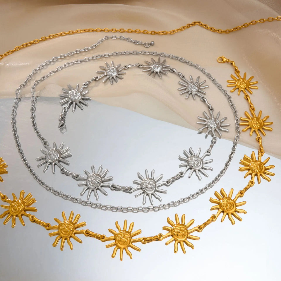 Sun Face Stainless Steel Belly Waist Chain Bikini Jewelry - Wear with style