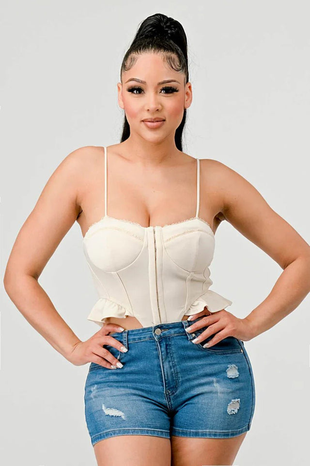 SUPER SOFT SCUBA SIDE FRILLED CAMI BODYSUIT - Wear with style