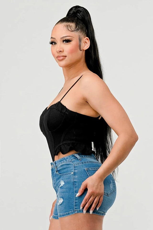 SUPER SOFT SCUBA SIDE FRILLED CAMI BODYSUIT - Wear with style