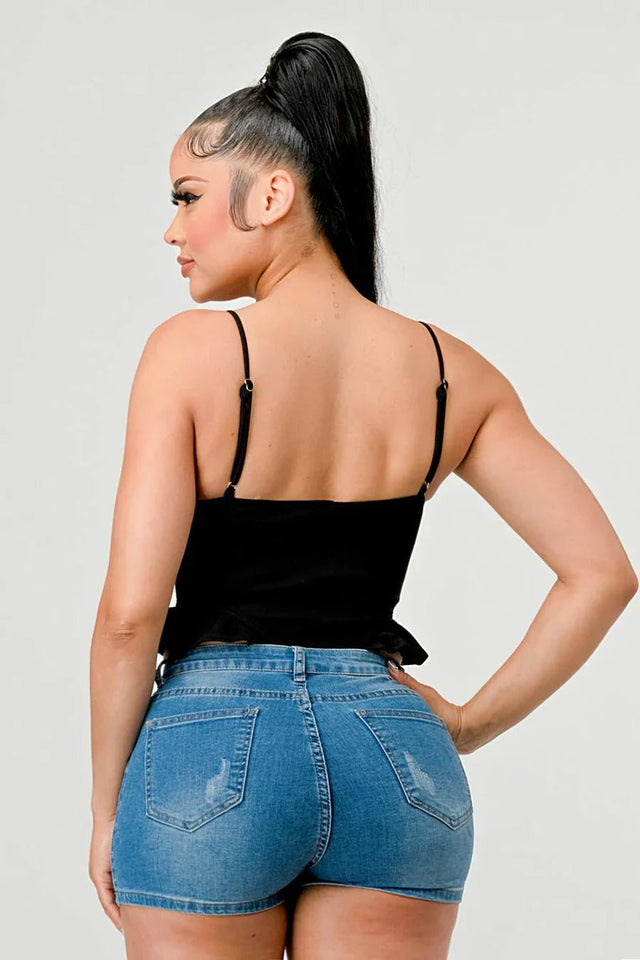 SUPER SOFT SCUBA SIDE FRILLED CAMI BODYSUIT - Wear with style