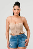 SUPER SOFT SCUBA SIDE FRILLED CAMI BODYSUIT - Wear with style