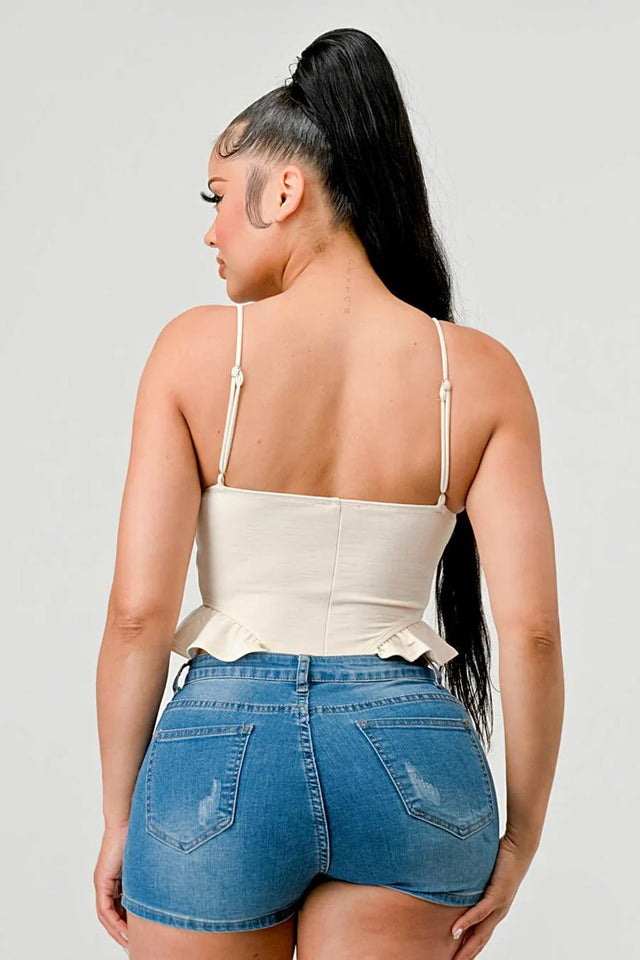 SUPER SOFT SCUBA SIDE FRILLED CAMI BODYSUIT - Wear with style