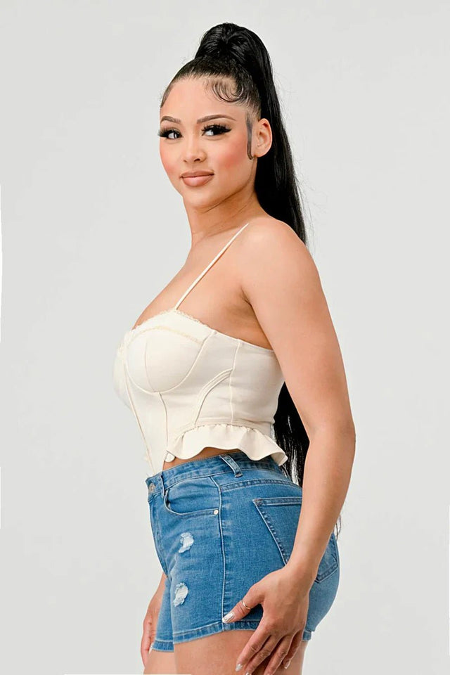 SUPER SOFT SCUBA SIDE FRILLED CAMI BODYSUIT - Wear with style