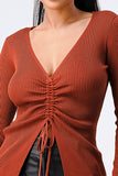 SWEATER KNIT RUCHED LONG SLEEVES TOP - Wear with style