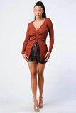 SWEATER KNIT RUCHED LONG SLEEVES TOP - Wear with style