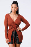 SWEATER KNIT RUCHED LONG SLEEVES TOP - Wear with style