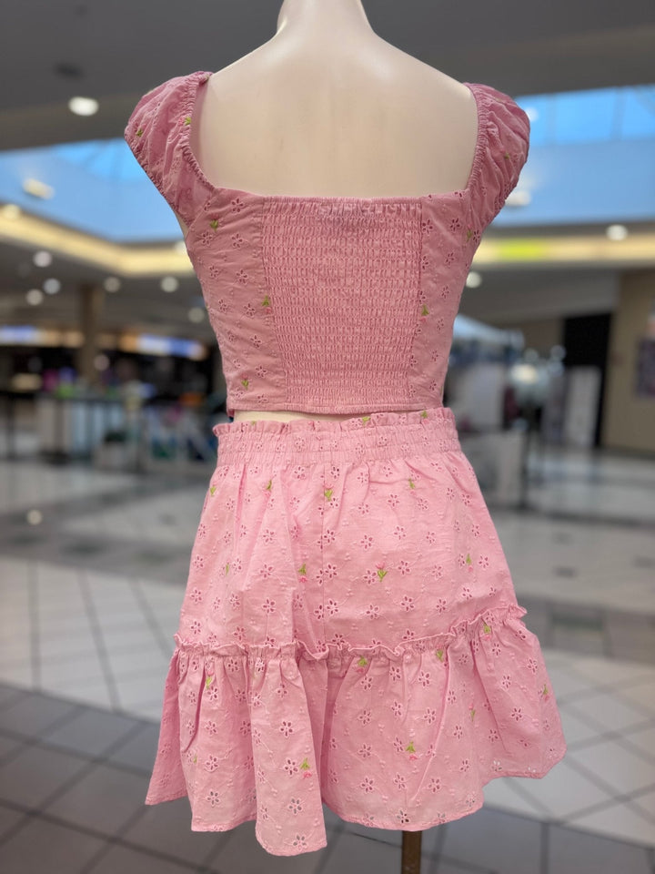 Sweet Tulip Two Piece Cotton Crop Top Skirt Set - Wear with style