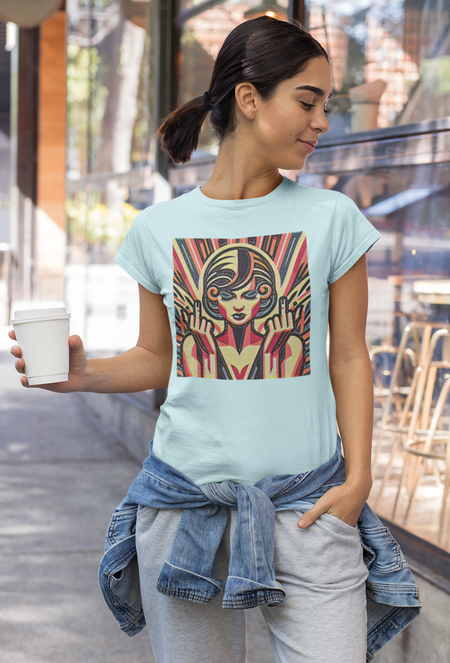 Retro Abstract Middle Fingers Slim Fit Graphic Tee