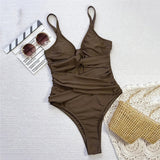 Tan girl Cross Bandage one piece swimsuit - Wear with style