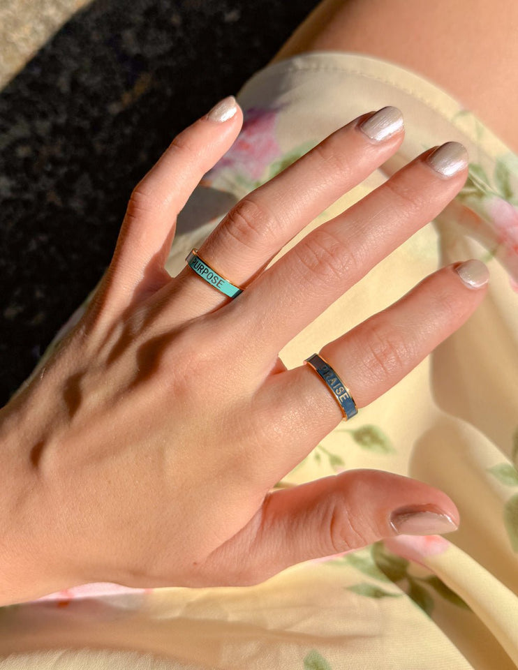 Teal Enamel Purpose Ring - Wear with style