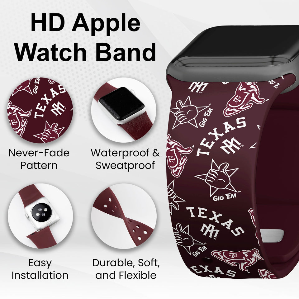 Texas A&M Aggies HD Apple Watch Band - Wear with style