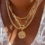 Toggle Chain Zirconia Compass Pendant - Wear with style