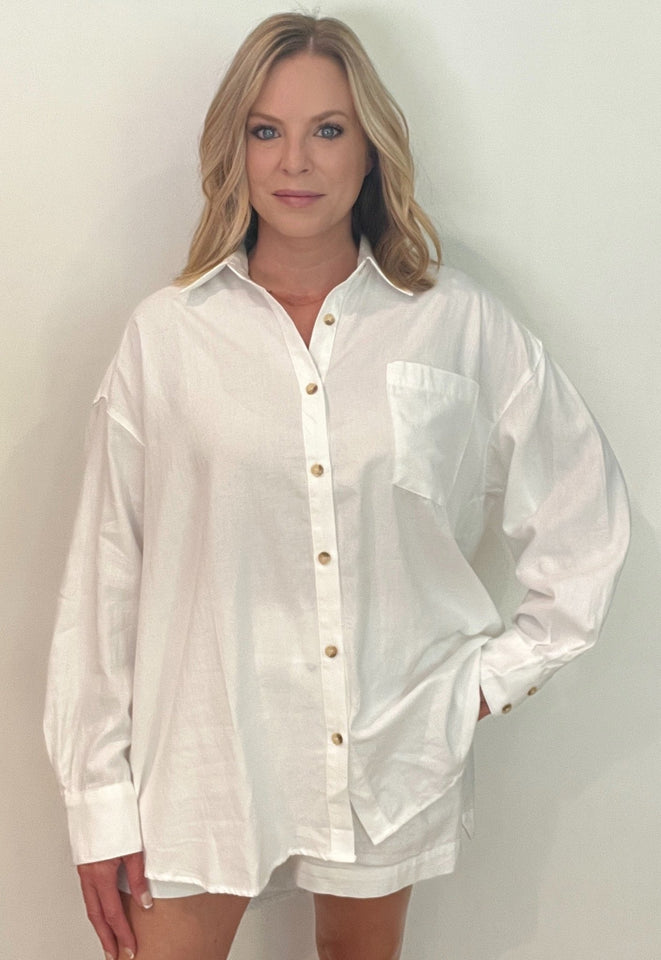 Trail Cotton Button Down-Off White - Wear with style