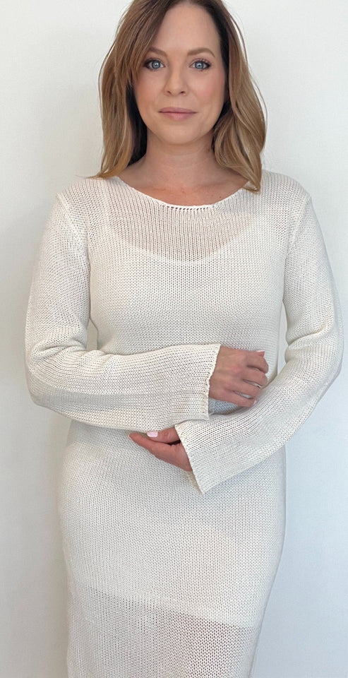 Tuscan Knit Maxi Dress-Cream - Wear with style