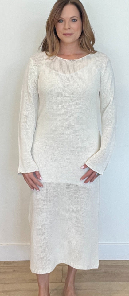 Tuscan Knit Maxi Dress-Cream - Wear with style