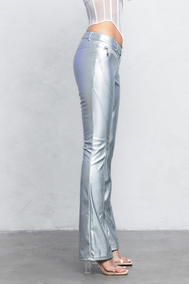 V - Cut Pleather Boot - Cut Pants | Low Rise Trendy Zipper Detail Pants - Wear with style