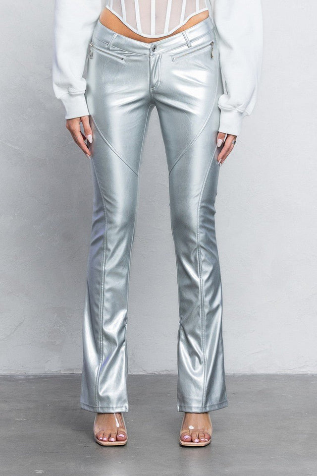 V - Cut Pleather Boot - Cut Pants | Low Rise Trendy Zipper Detail Pants - Wear with style