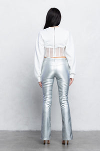 V - Cut Pleather Boot - Cut Pants | Low Rise Trendy Zipper Detail Pants - Wear with style