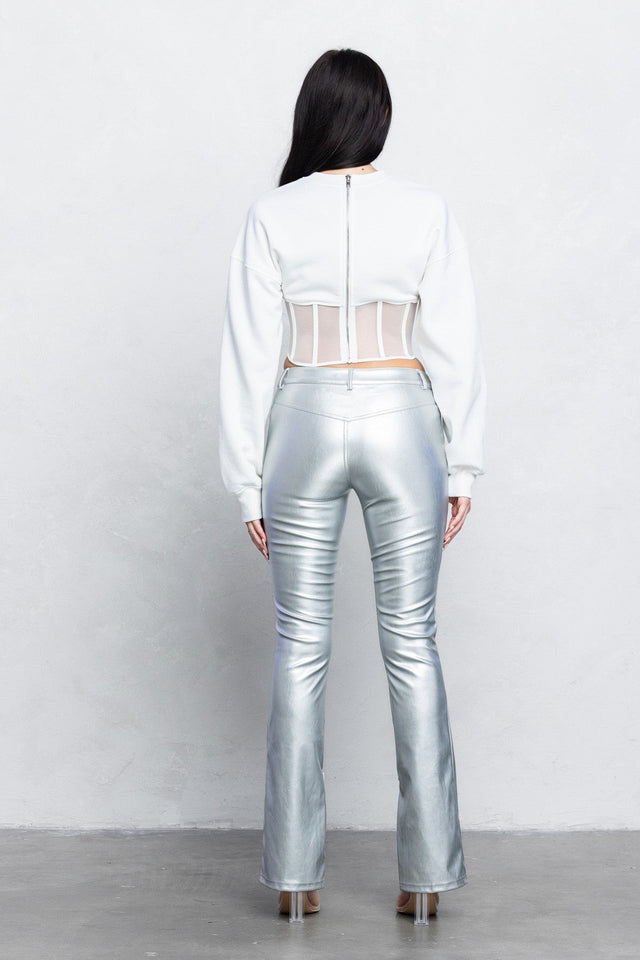 V - Cut Pleather Boot - Cut Pants | Low Rise Trendy Zipper Detail Pants - Wear with style