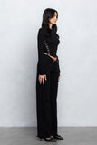 V - Line Folded Detail Destroyed Twill Pants | Raw Hem Street Style - Wear with style