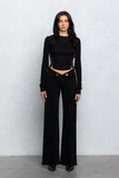 V - Line Folded Detail Destroyed Twill Pants | Raw Hem Street Style - Wear with style
