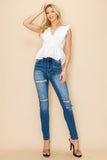 V neck ruffle top with tie on the back - Wear with style