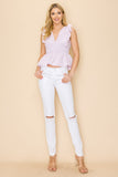 V neck ruffle top with tie on the back - Wear with style