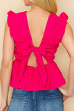 V neck ruffle top with tie on the back - Wear with style