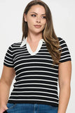 V-Neck Striped Polo Shirt - Wear with style