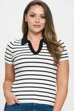 V-Neck Striped Polo Shirt - Wear with style