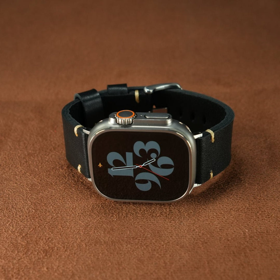 Vintage Distressed Leather Band for Apple Watch Series 10 – 100% Cowhide, One - Piece Hand - Stitched, Patina - Ready - Wear with style