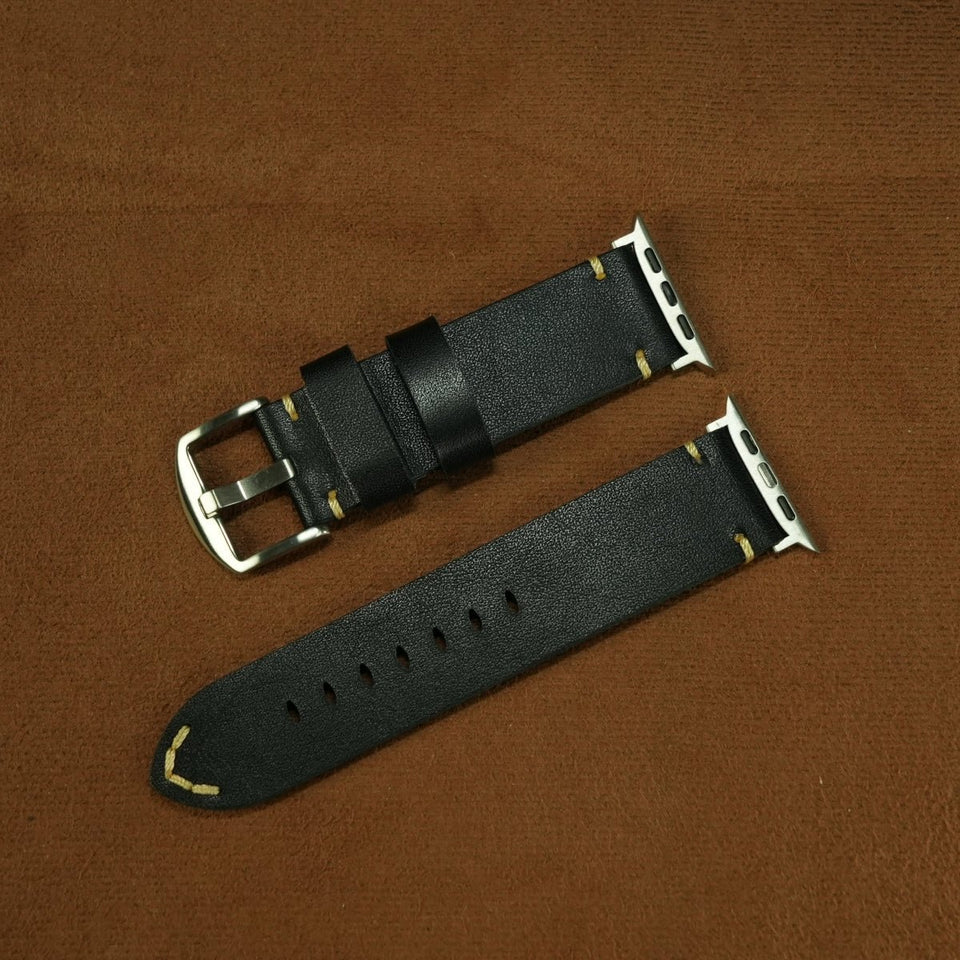 Vintage Distressed Leather Band for Apple Watch Series 10 – 100% Cowhide, One - Piece Hand - Stitched, Patina - Ready - Wear with style