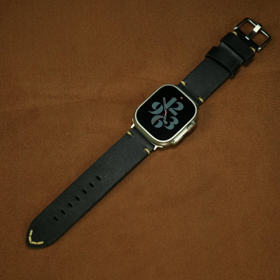 Vintage Distressed Leather Band for Apple Watch Series 10 – 100% Cowhide, One - Piece Hand - Stitched, Patina - Ready - Wear with style