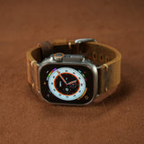 Vintage Distressed Leather Band for Apple Watch Series 10 – 100% Cowhide, One - Piece Hand - Stitched, Patina - Ready - Wear with style