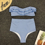 Vintage Striped Ruffled two piece swimsuit - Wear with style