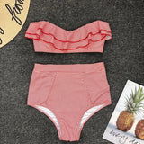 Vintage Striped Ruffled two piece swimsuit - Wear with style